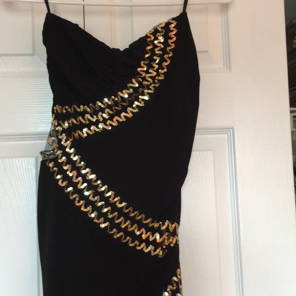 Black and gold sequin strapless dress Sz sm